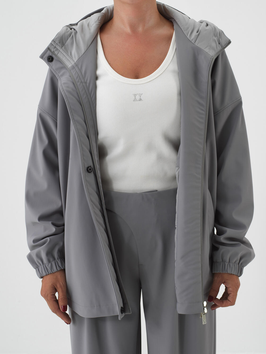 Gray Flexible Textured Oversize Coat