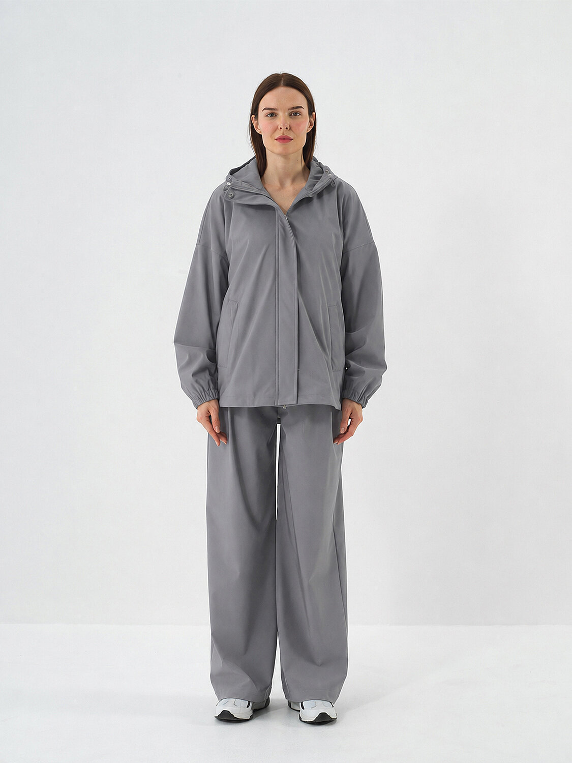 Gray Flexible Textured Oversize Coat - 1