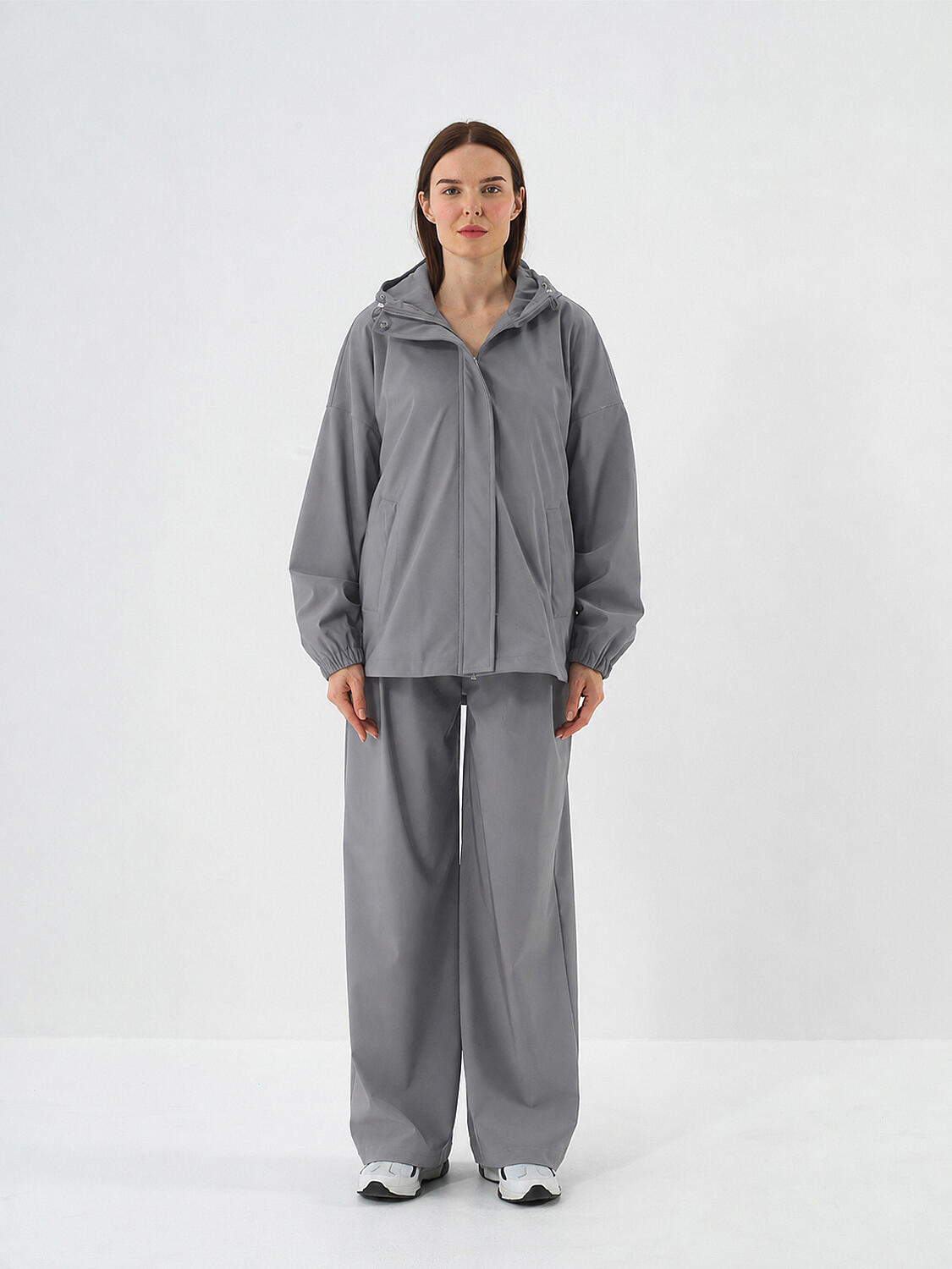 Gray Flexible Textured Oversize Coat - 1