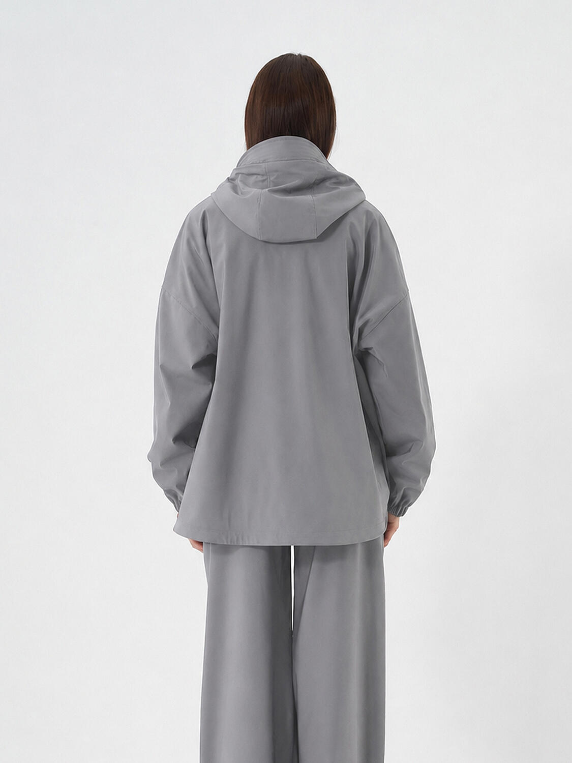 Gray Flexible Textured Oversize Coat - 3