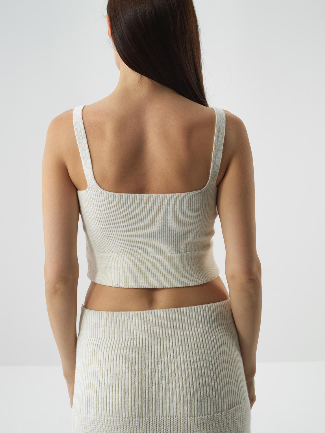 Ecru Natural Wool Textured Slim Fit Crop - 4