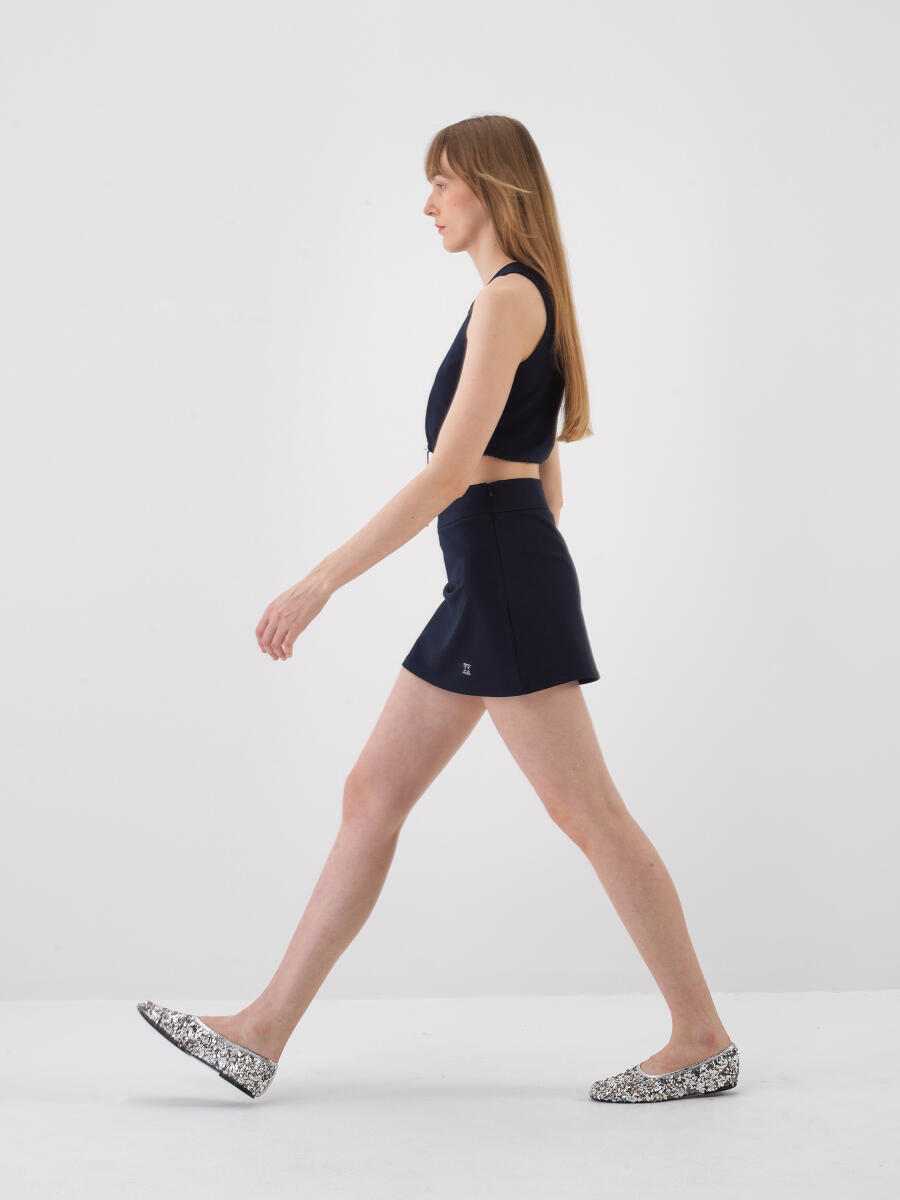 Navy Blue Regular Fit Cotton Crop - 3