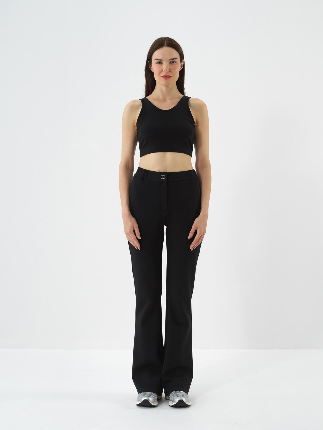 Black Cotton Textured Regular Fit Crop - 2