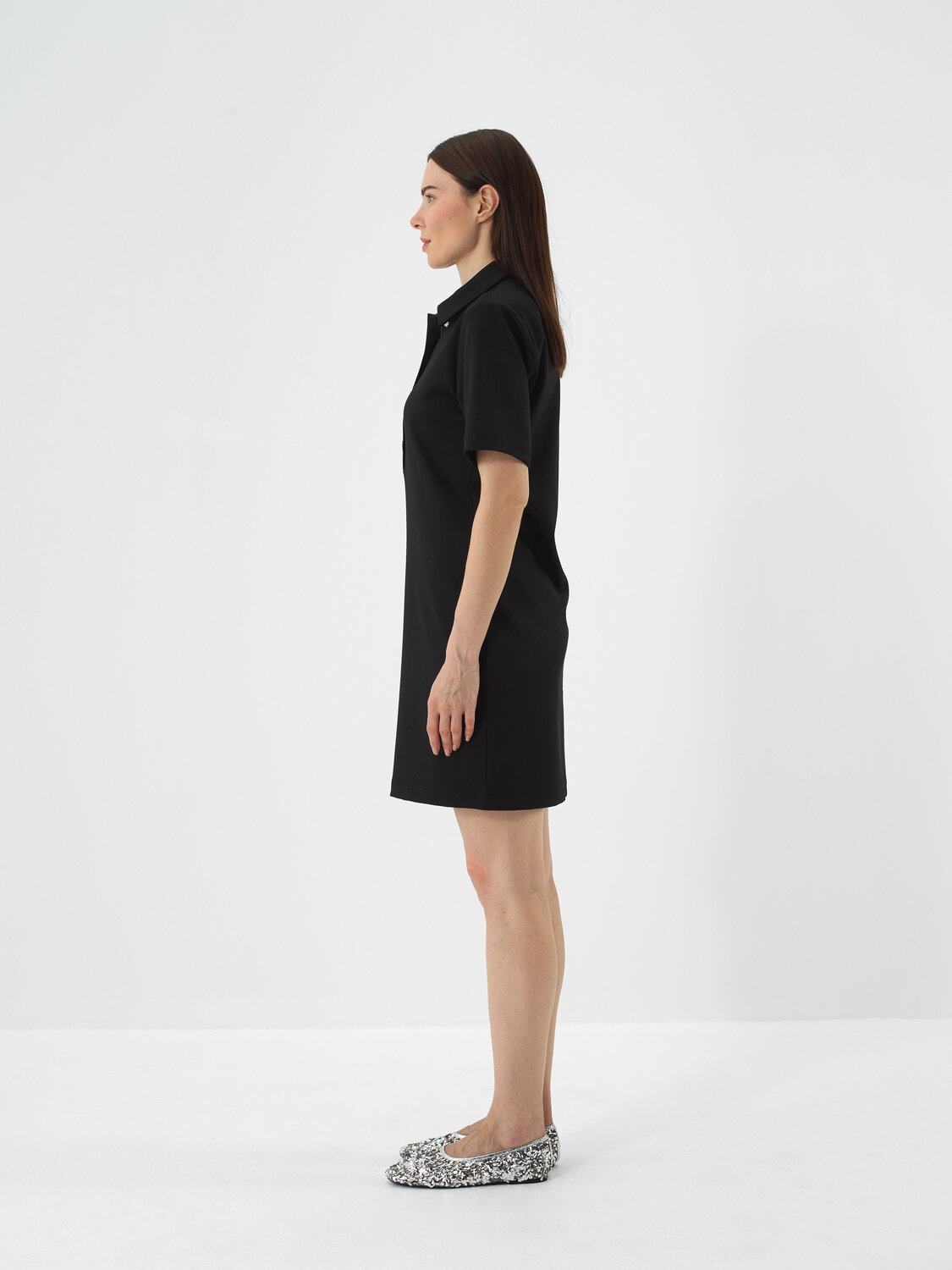 Black Flexible Textured Regular Fit Dress - Xint