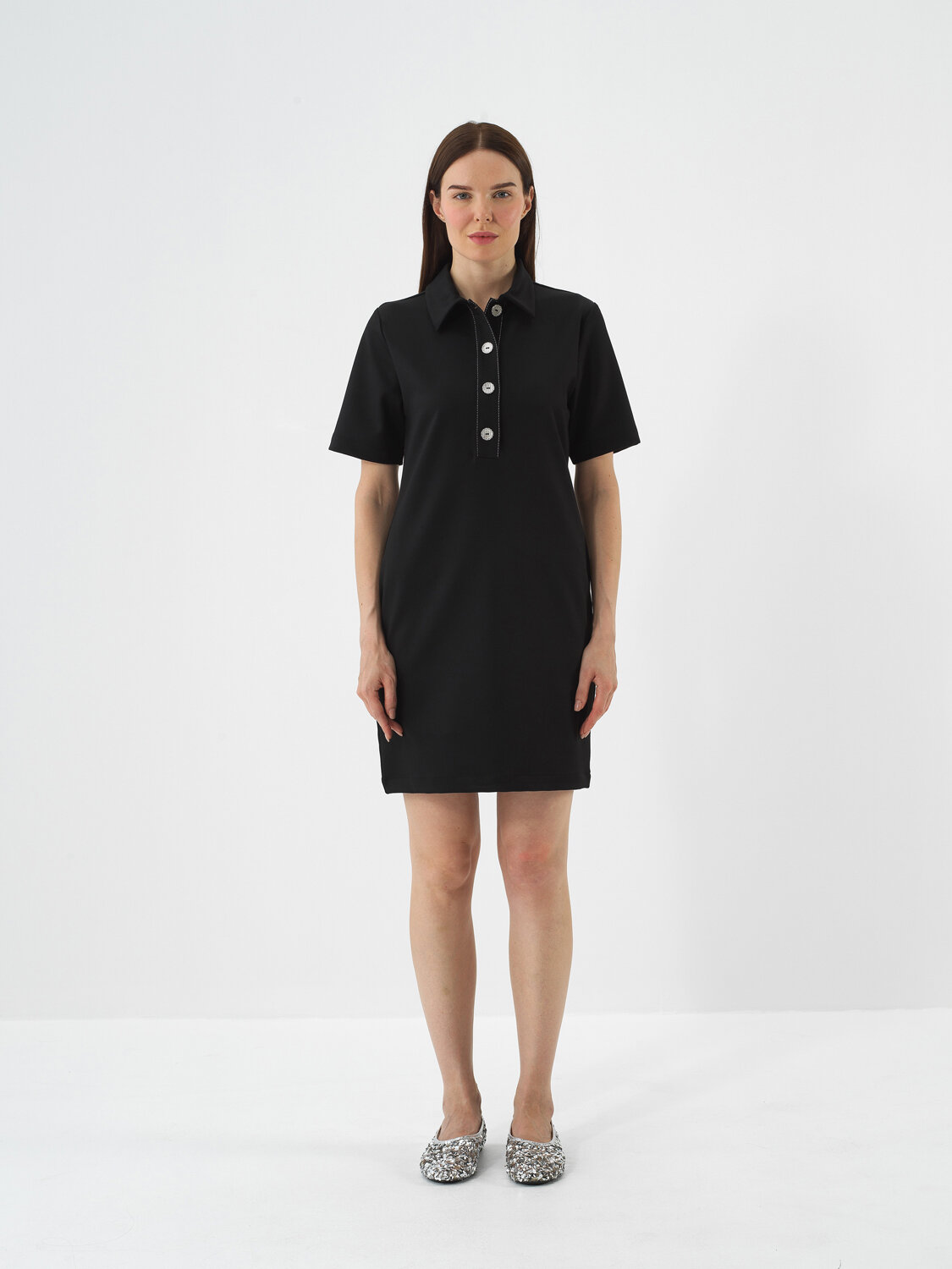 Black Flexible Textured Regular Fit Dress - Xint