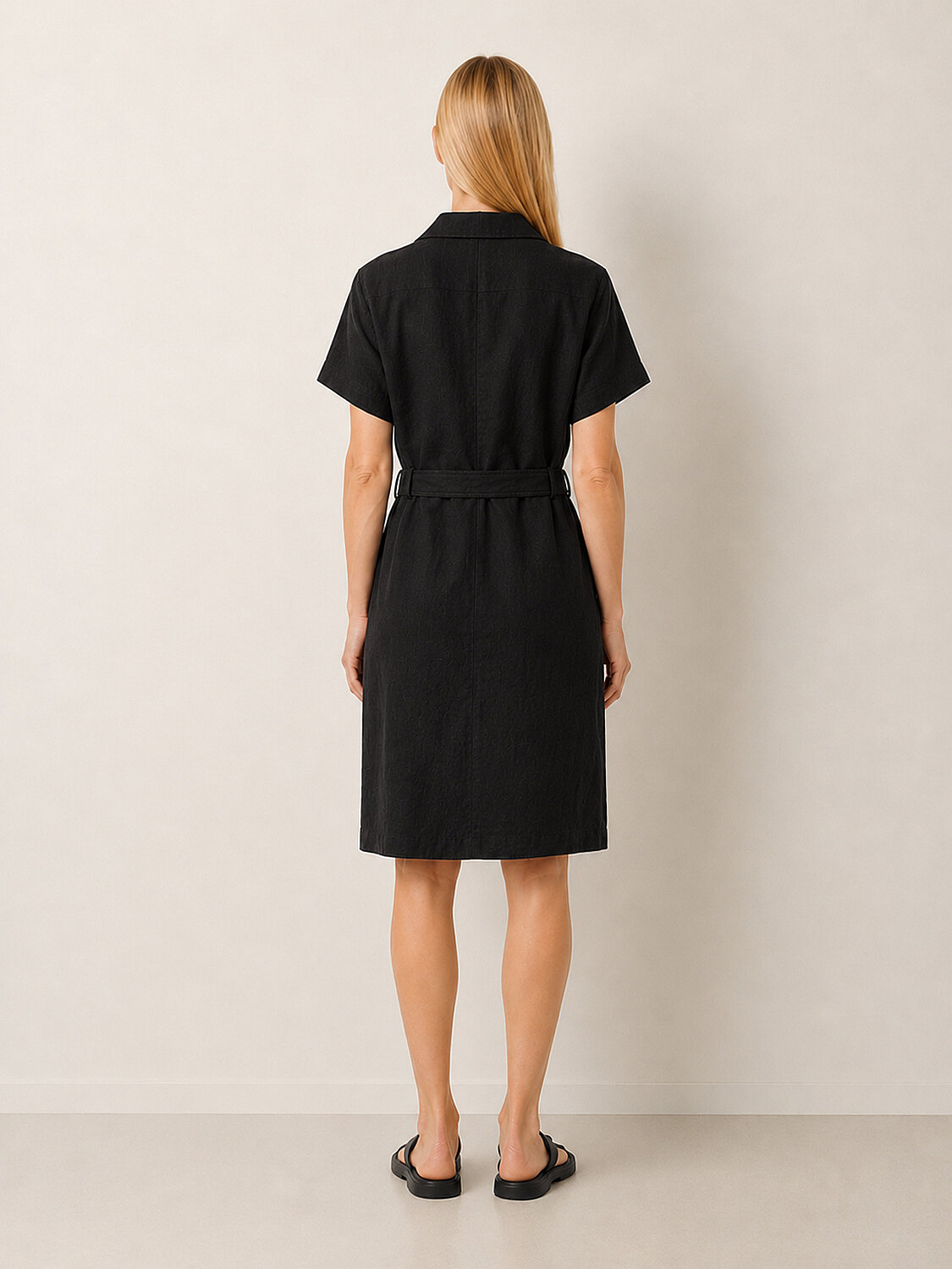Black Regular Fit Linen Dress No Shooting - 3