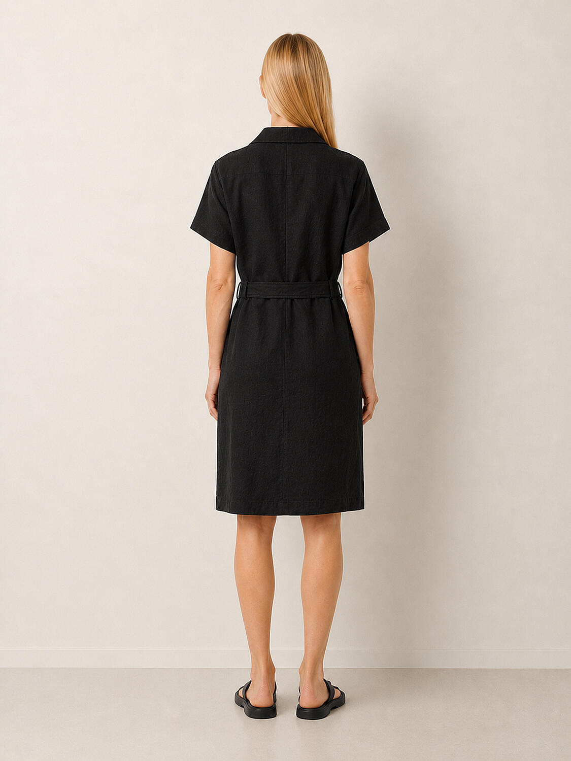 Black Regular Fit Linen Dress No Shooting - 3