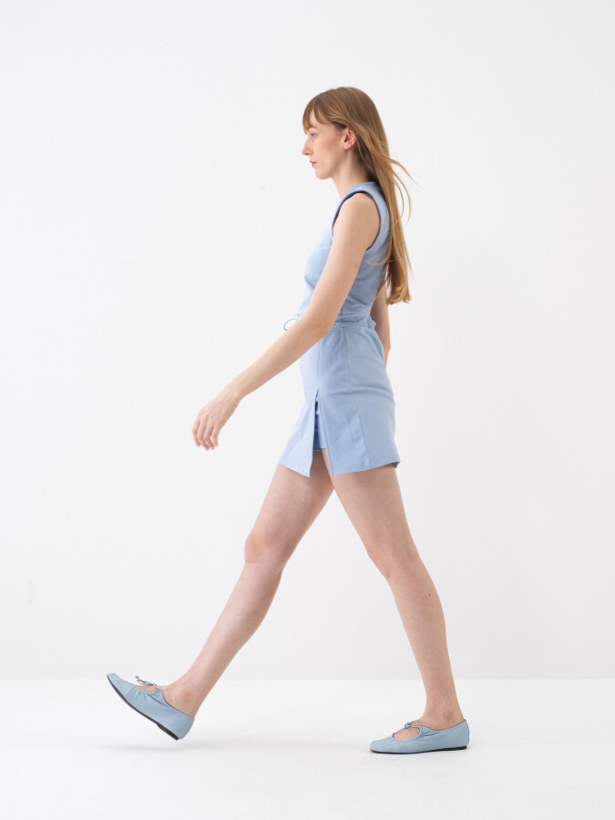 Blue Regular Fit Cotton Dress - 4