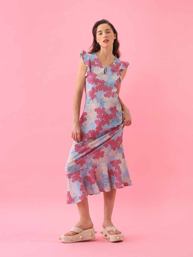 Blue Regular Fit Cotton Dress - 1