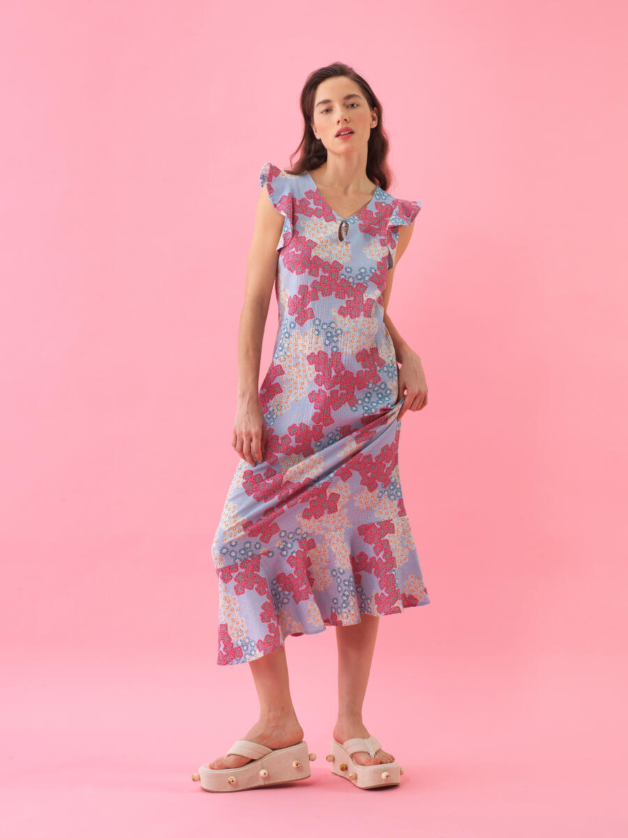 Blue Regular Fit Cotton Dress - 1