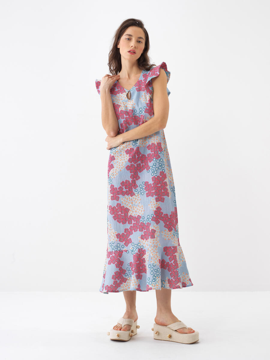 Blue Regular Fit Cotton Dress - 2