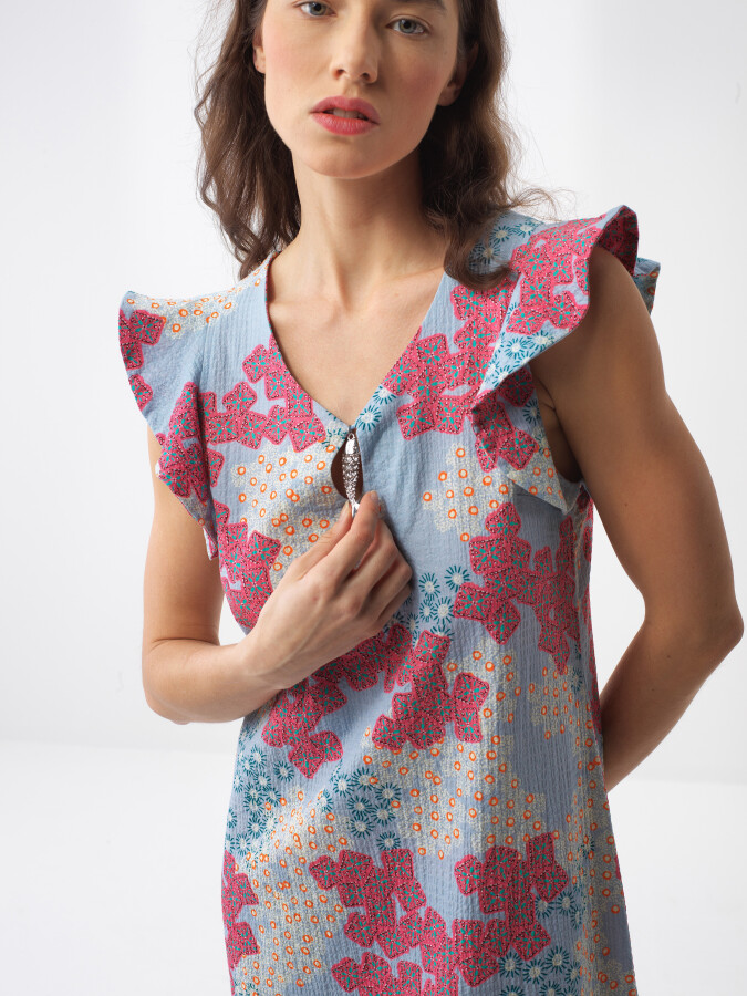 Blue Regular Fit Cotton Dress - 3