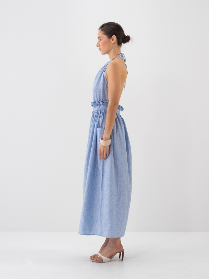 Blue Regular Fit Linen Dress - 2