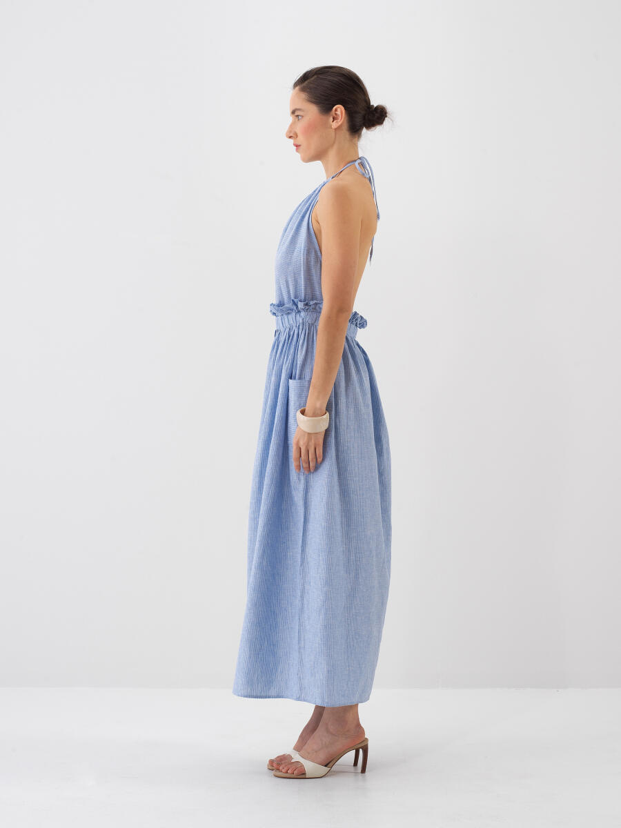 Blue Regular Fit Linen Dress - 2