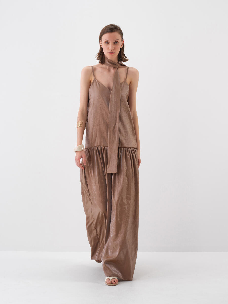 Brown Oversize Cotton Dress - 1