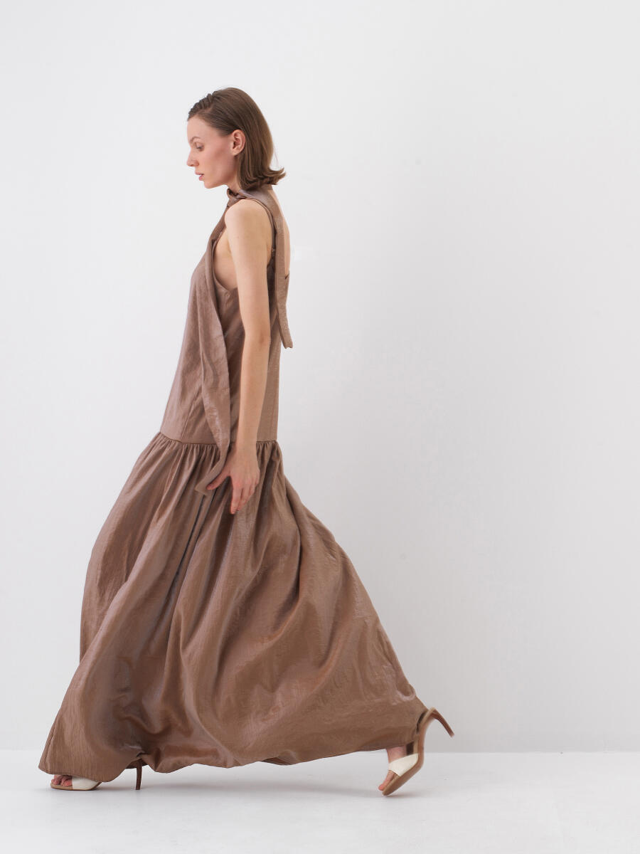 Brown Oversize Cotton Dress - 2