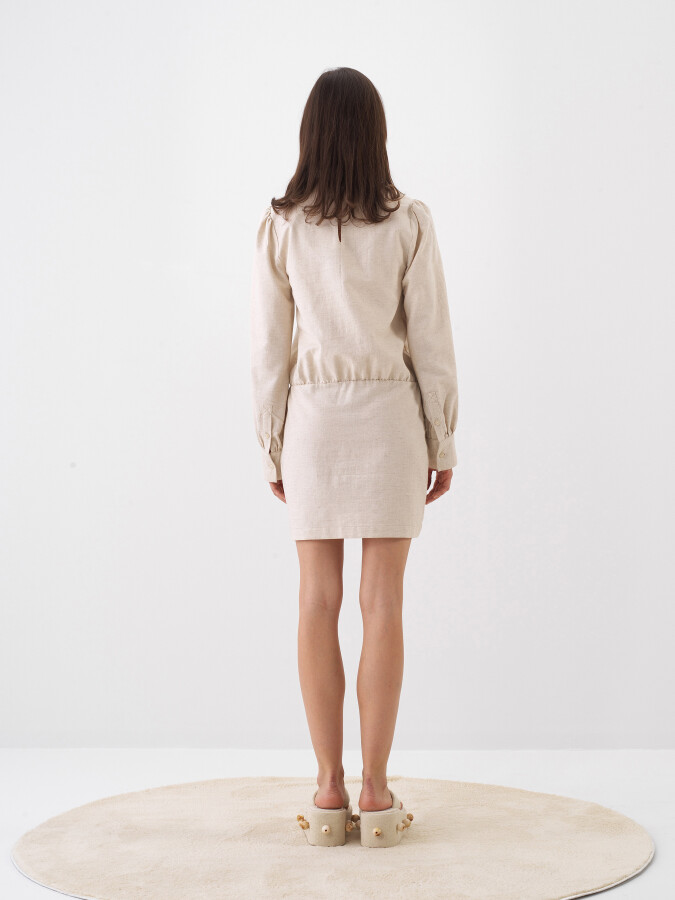 Natural Regular Fit Linen Dress - 3