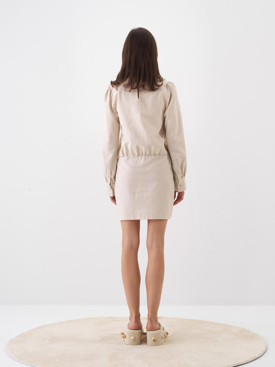 Natural Regular Fit Linen Dress - 3
