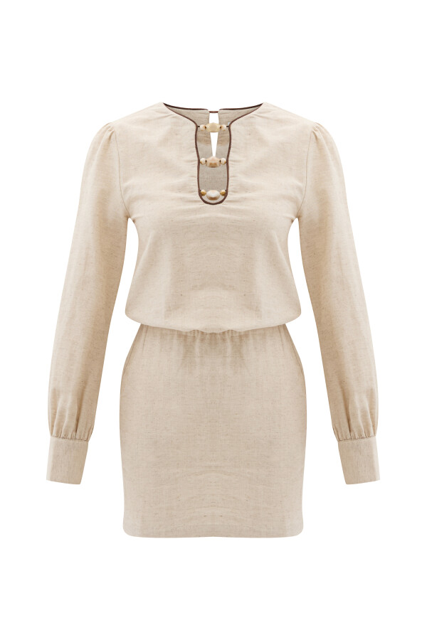 Natural Regular Fit Linen Dress - 4