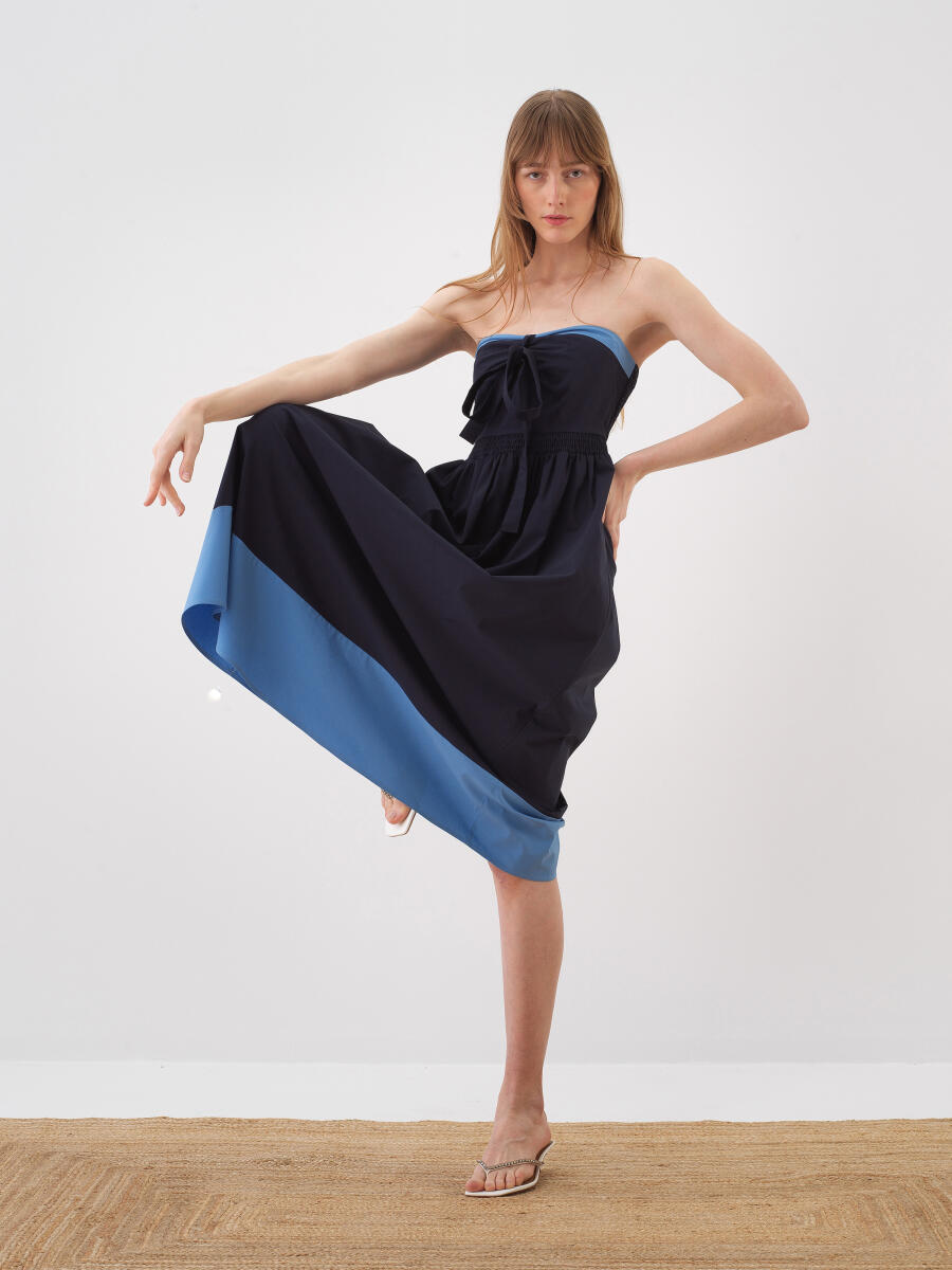 Navy Blue Regular Fit Cotton Dress - 5