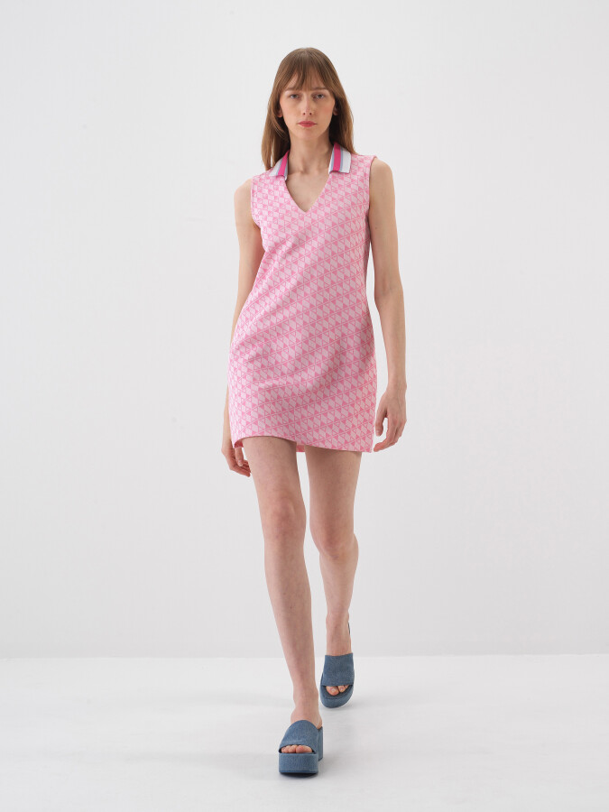 Pink Regular Fit Cotton Dress - 1