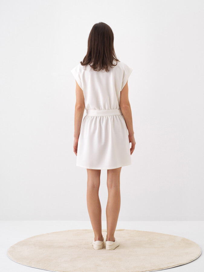 White Regular Fit Modal Dress - 4