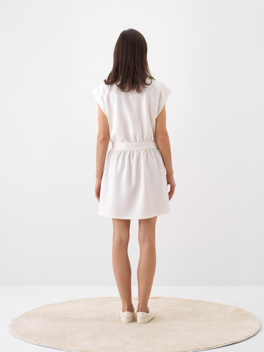 White Regular Fit Modal Dress - 4