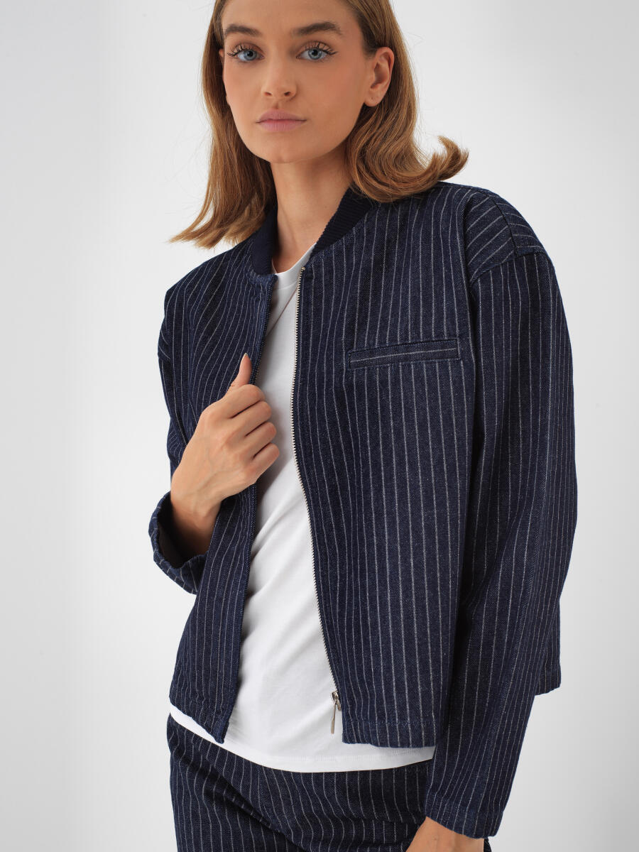 100% Cotton Striped Coat - 1