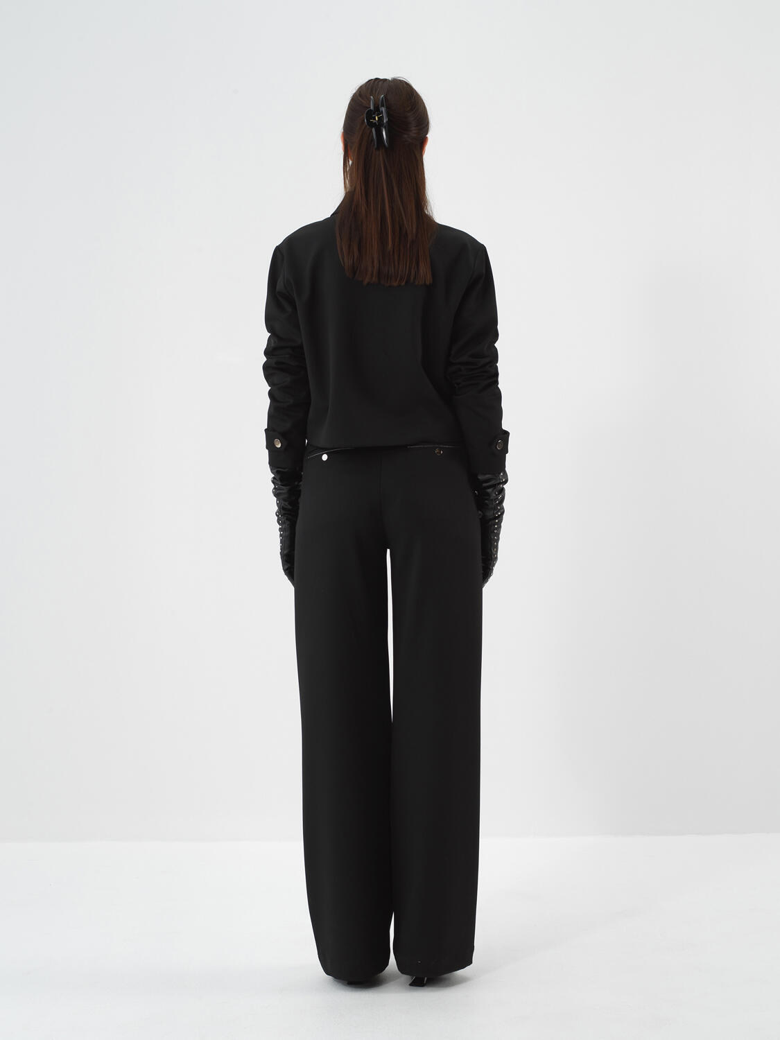 Black Flexible Textured Oversize Jacket - 4