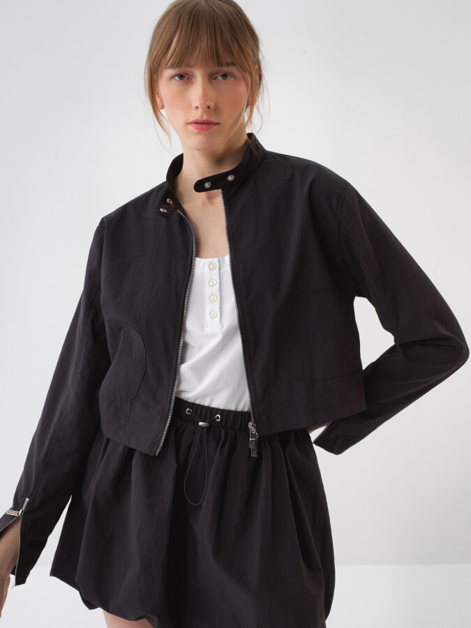 Black Regular Fit Jacket - 1