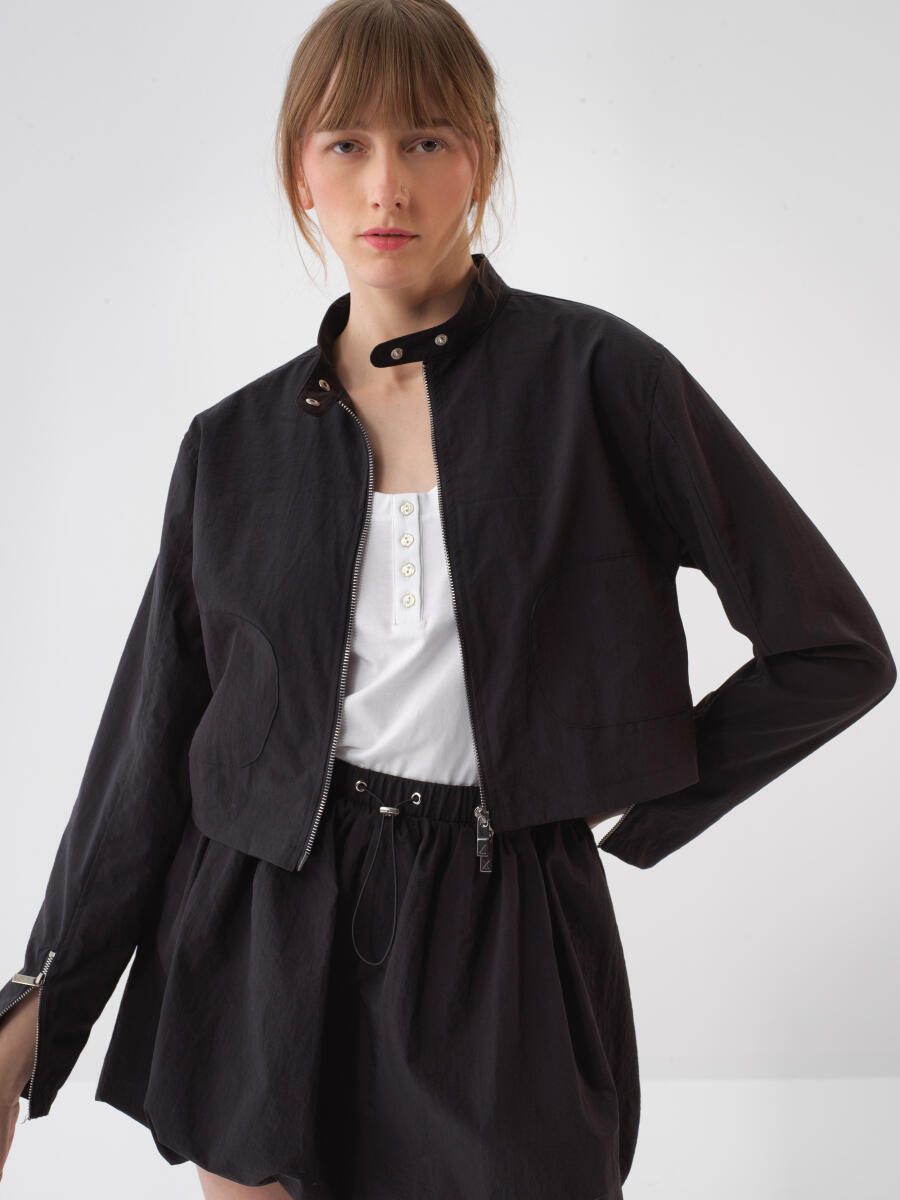 Black Regular Fit Jacket - 1