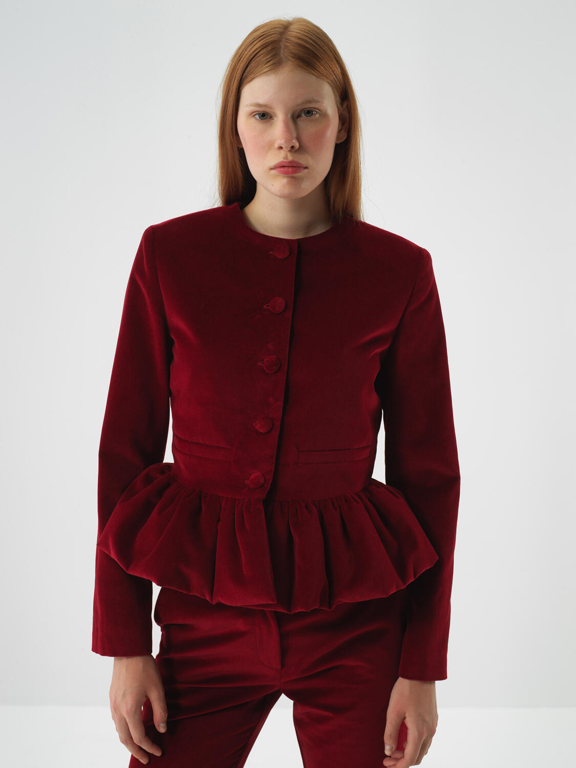 Burgundy Luxury Textured Soft Velvet Regular Fit Jacket