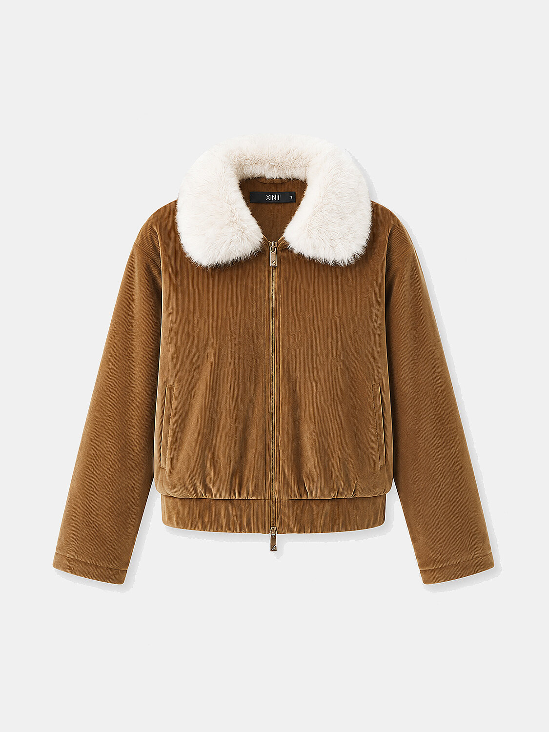 Camel Luxury Textured Soft Velvet Oversize Jacket - 1