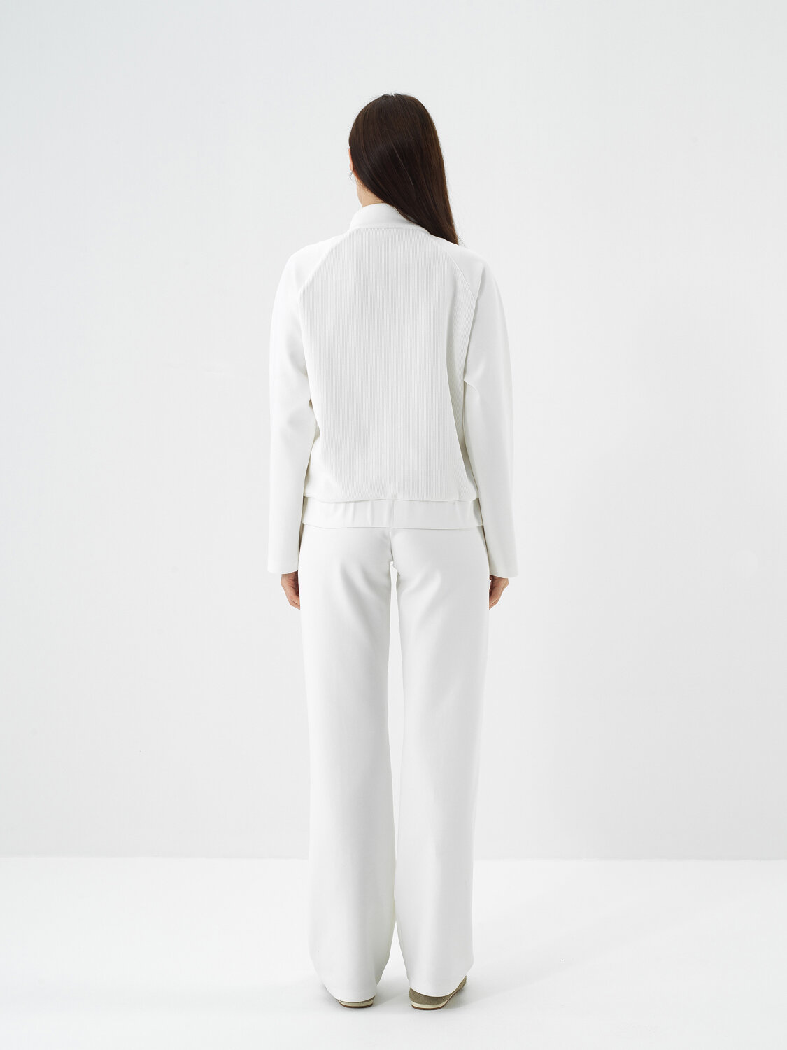 Ecru Cotton Textured Oversized Jacket - Xint