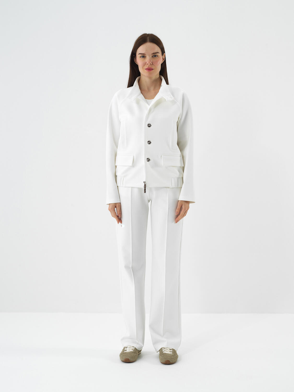 Ecru Cotton Textured Oversized Jacket - 2