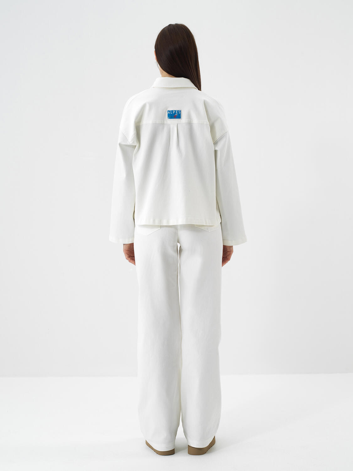 Ecru Cotton Textured Oversized Jacket - 5