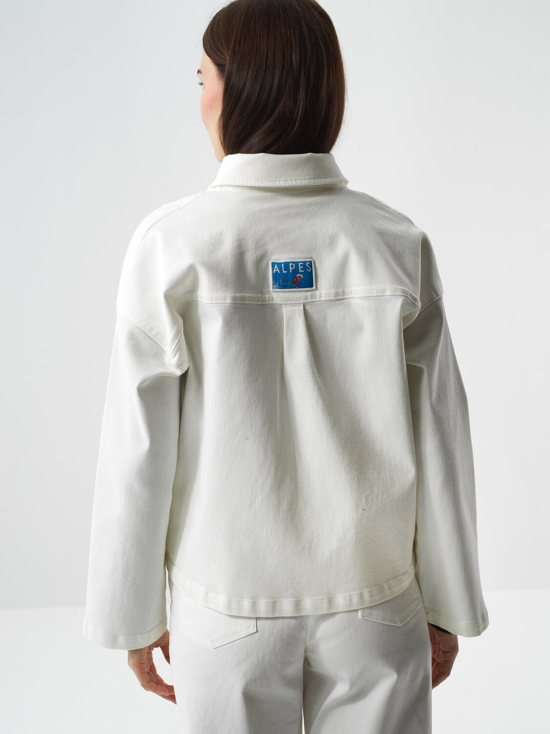 Ecru Cotton Textured Oversized Jacket - Xint