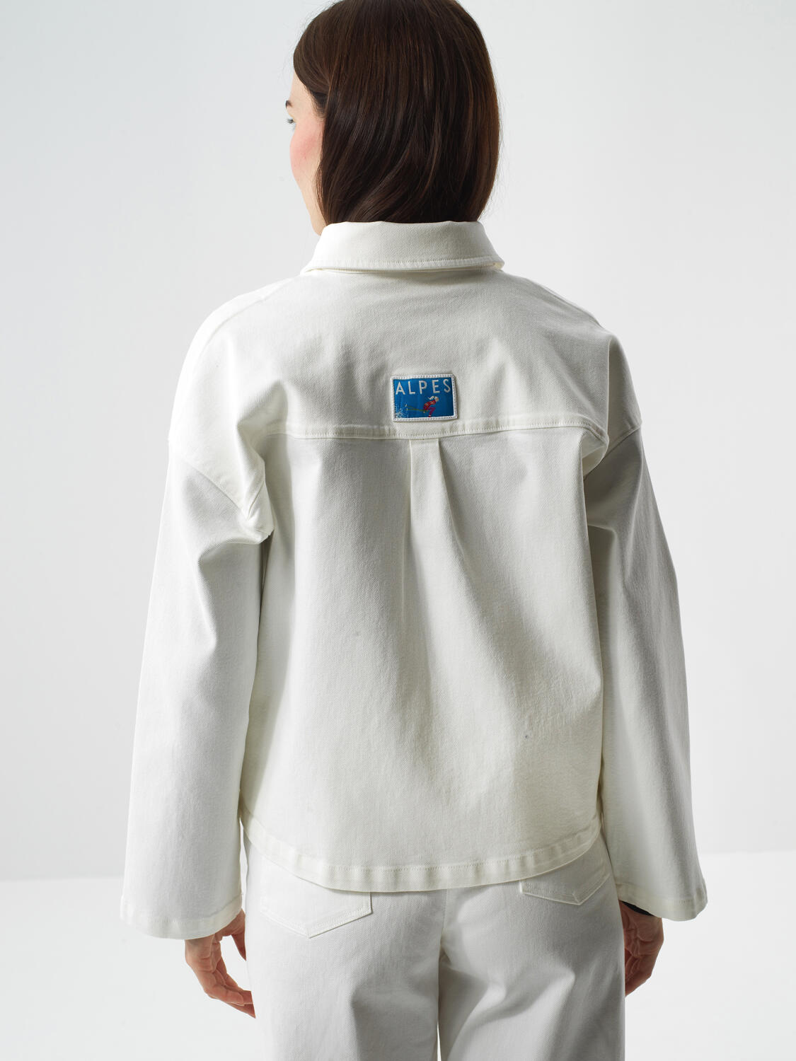 Ecru Cotton Textured Oversized Jacket - 4