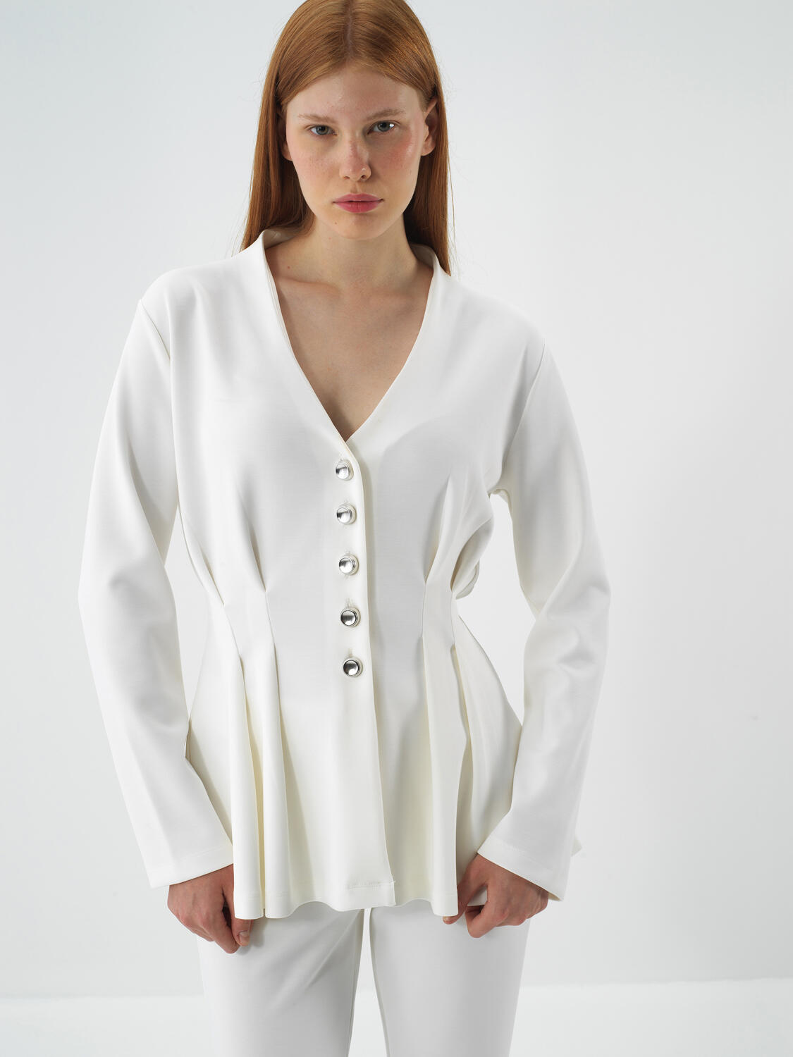 Ecru Modal Textured Regular Fit Jacket