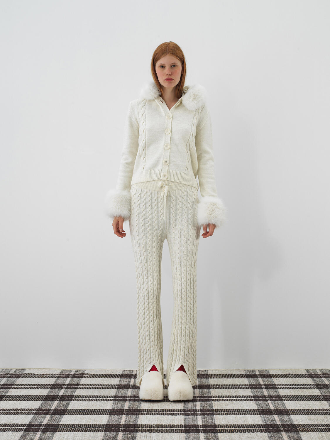 Ecru Natural Wool Textured Oversize Jacket - 2