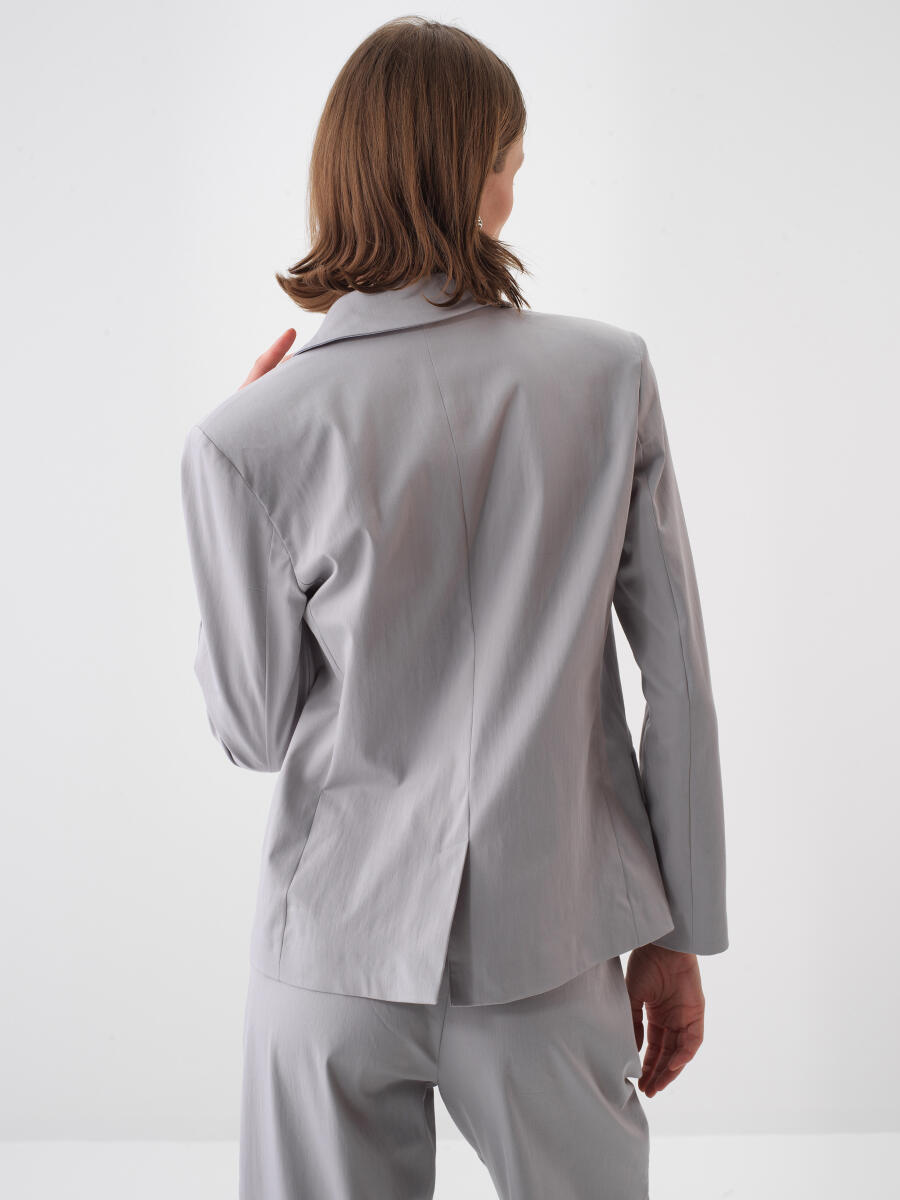 Gray Regular Fit Cotton Jacket - 4