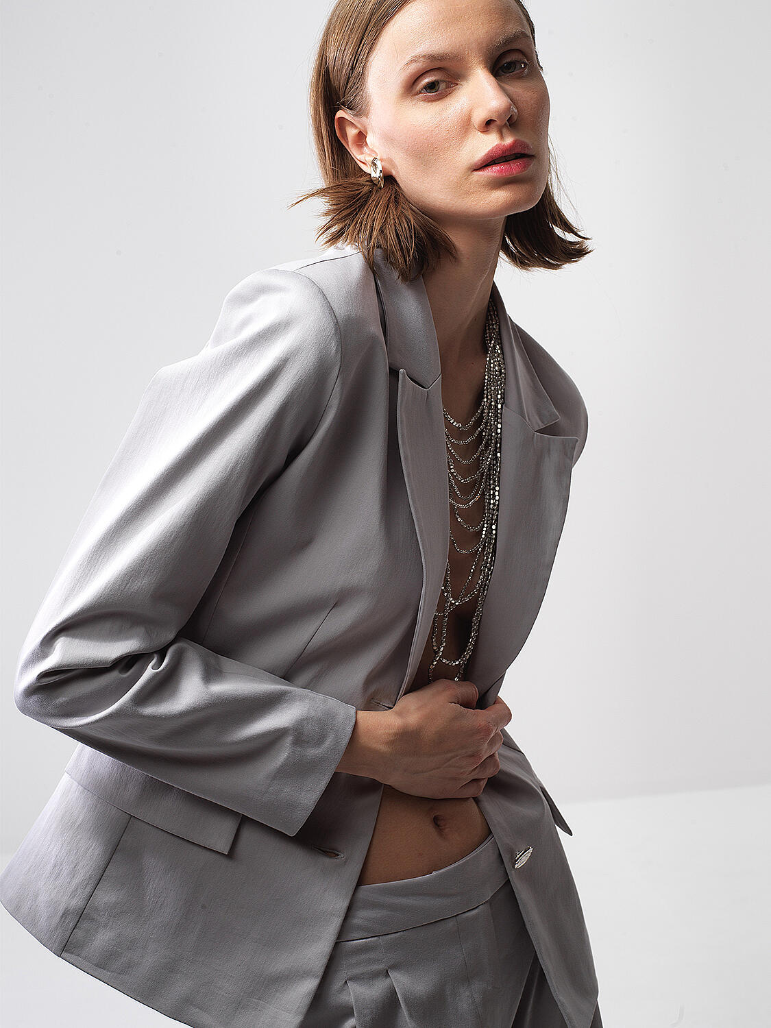 Gray Regular Fit Cotton Jacket - 1