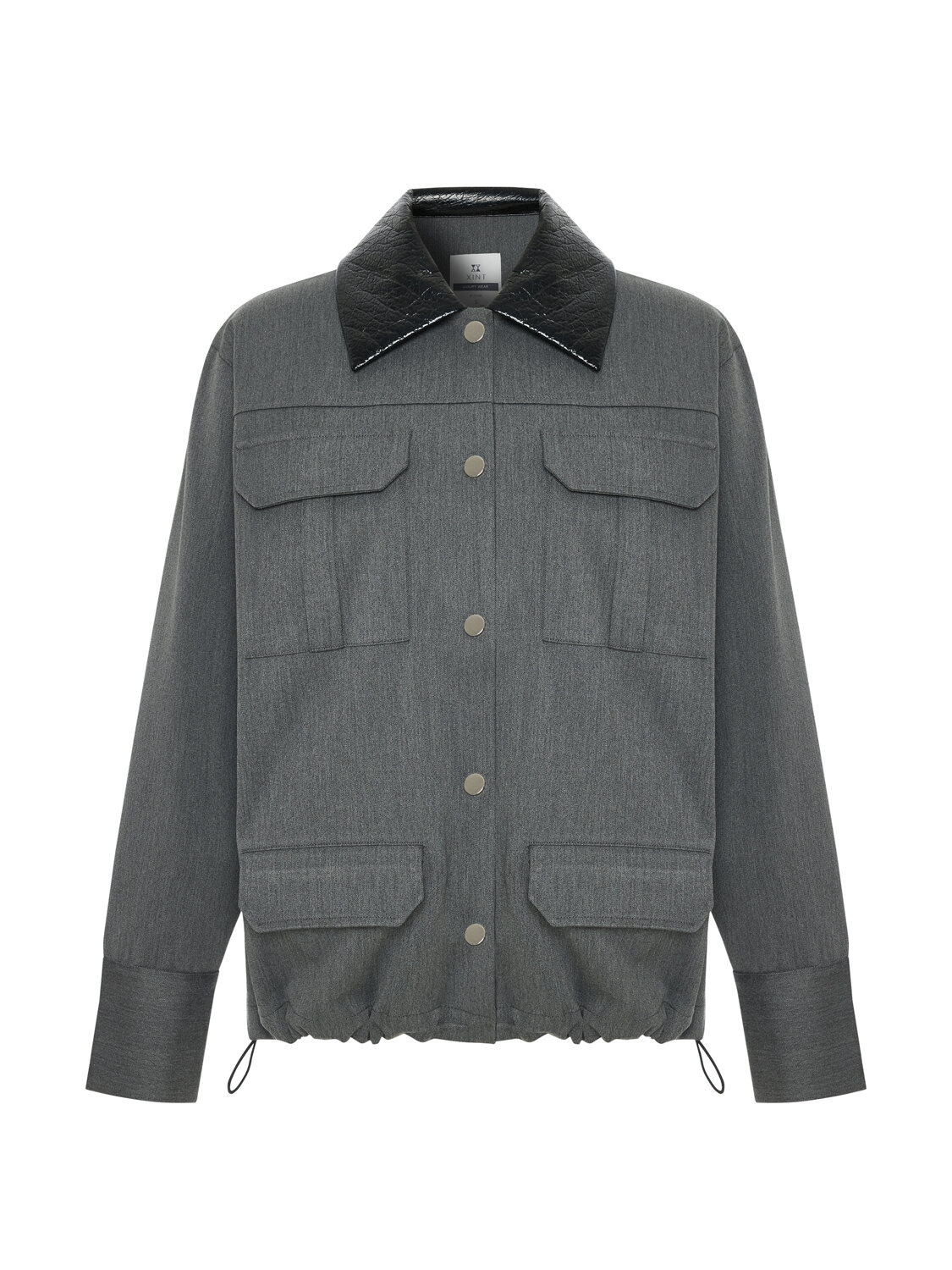 Grey Flexible Textured Oversize Jacket - Xint