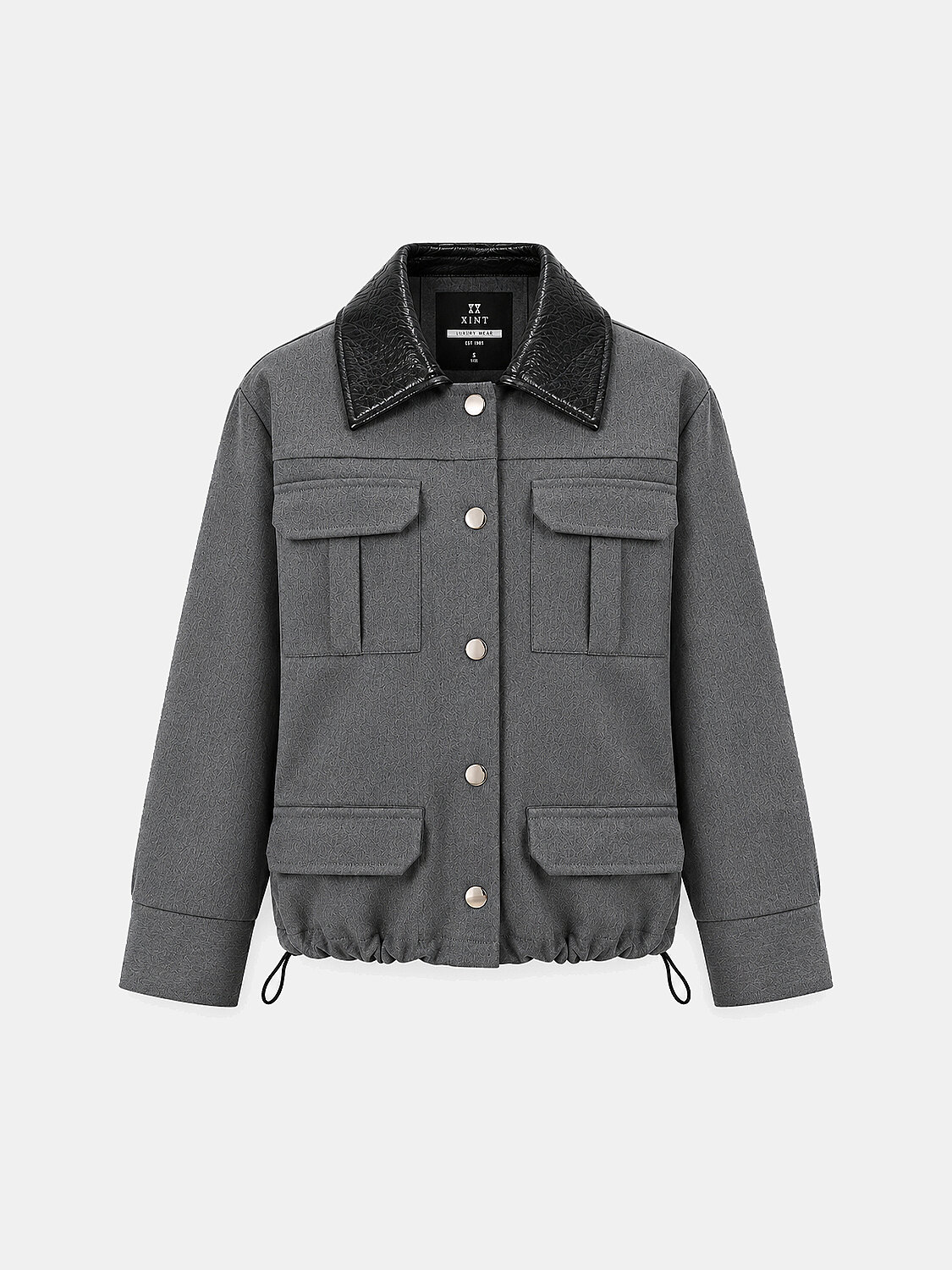 Grey Flexible Textured Oversize Jacket - 1