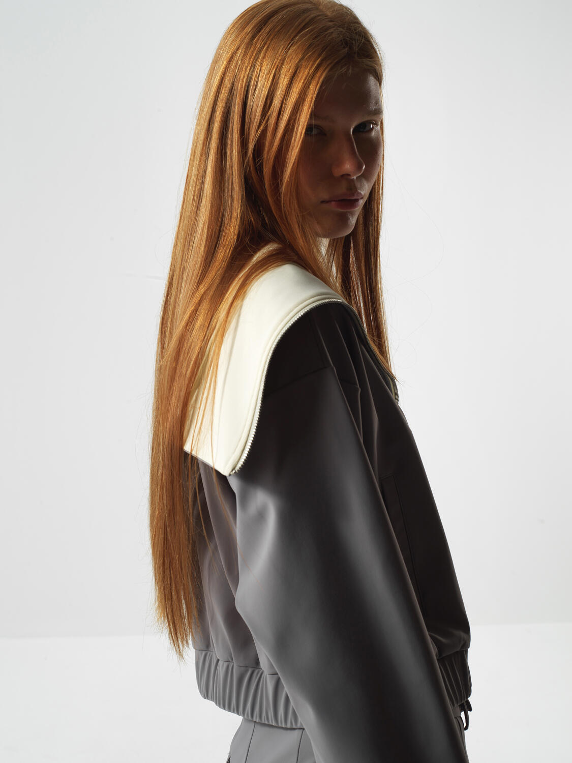 Grey Flexible Textured Oversize Jacket - 4