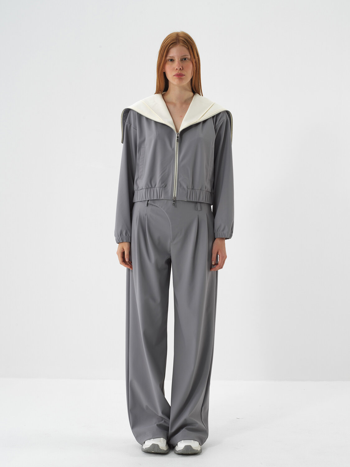 Grey Flexible Textured Oversize Jacket - Xint
