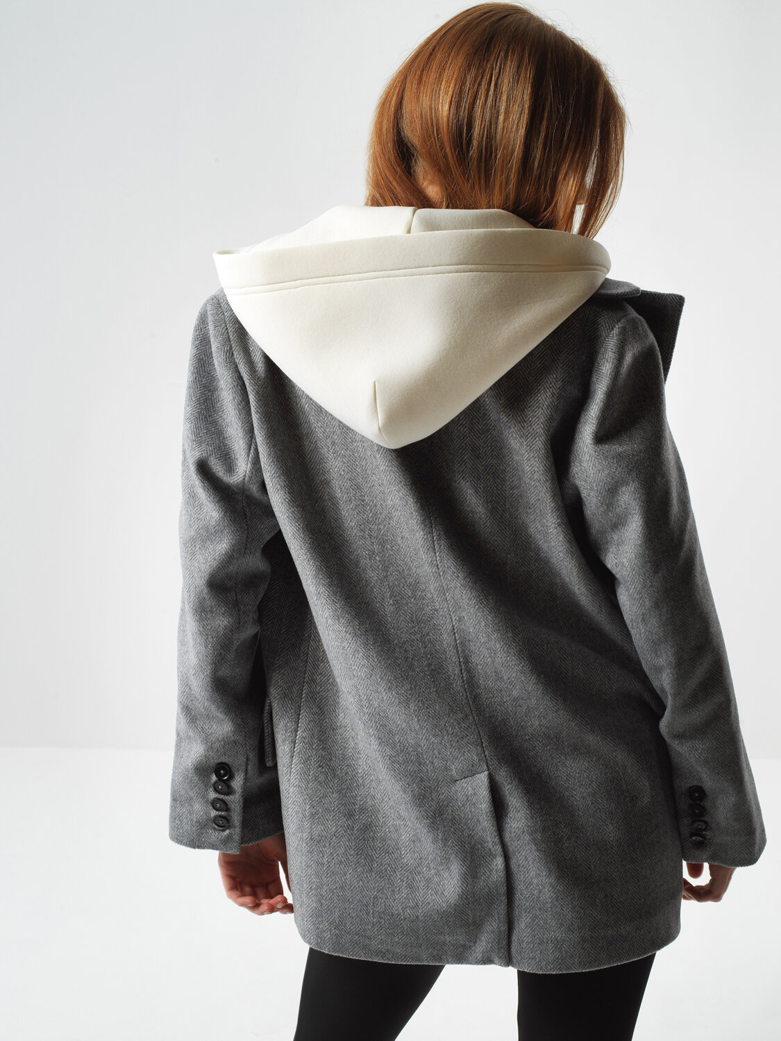 Gray Natural Wool Textured Oversize Jacket - Xint