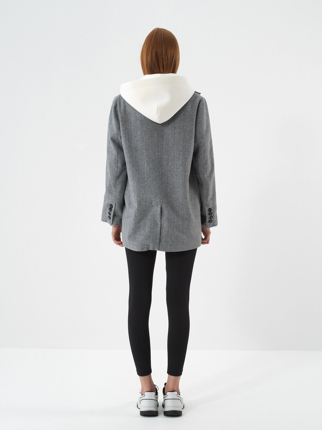 Gray Natural Wool Textured Oversize Jacket - Xint