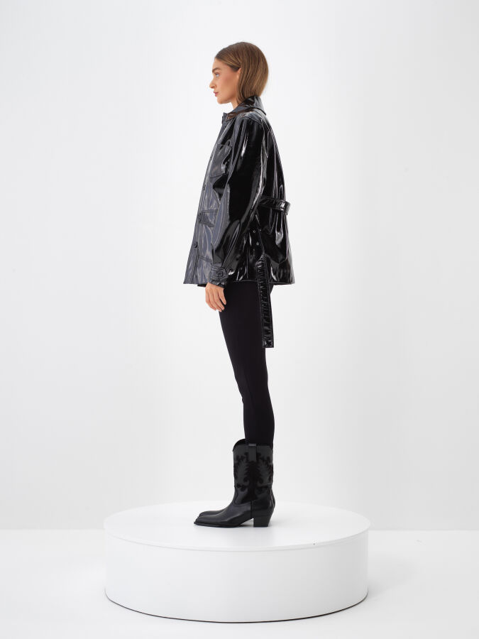 Leather Look Coat - Xint