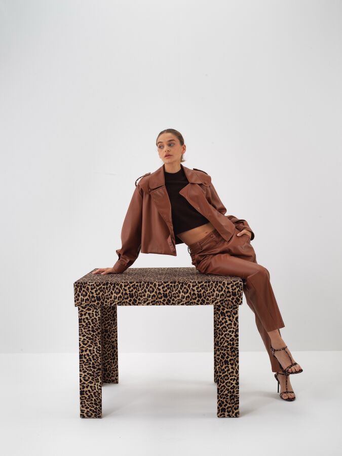 Leather Look Coat - Xint